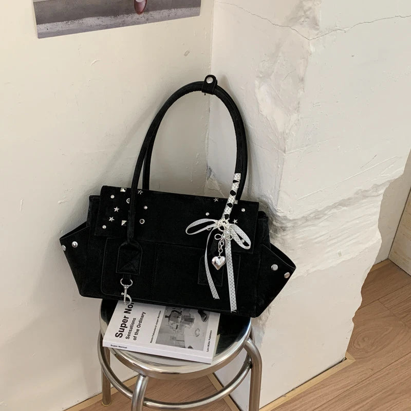 Vintage Studded Shoulder Handbag