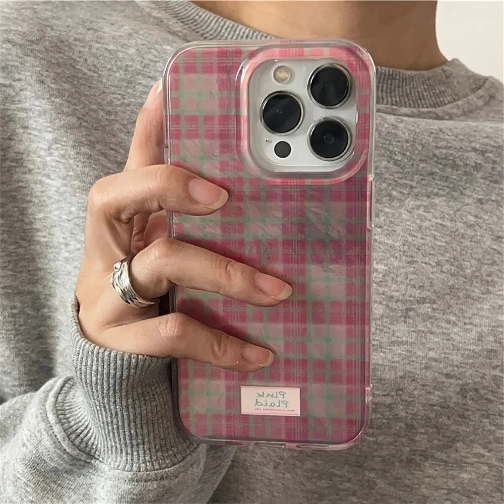 Color Block Plaid iPhone Case – Dopamine Checkerboard for iPhone 11–17 Pro Max Air 16e