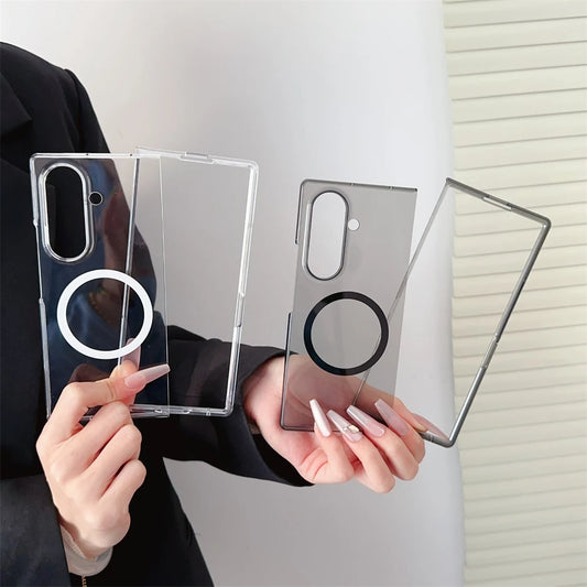 Clear Magnetic Phone Case Samsung Galaxy Z Fold 8 Ultra 7 6 5 4 3 Wireless Charging