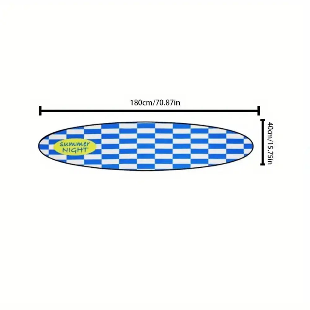 Surfboard Shape Rug – Summer Checkered Floor Mat for Bedroom & Living Room