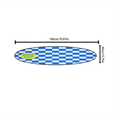 Surfboard Shape Rug – Summer Checkered Floor Mat for Bedroom & Living Room
