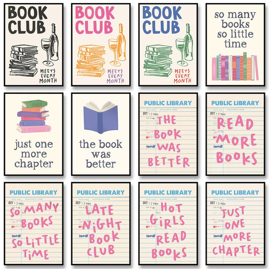 Book Club Wall Art Poster – Retro Reading Print for Book Lovers