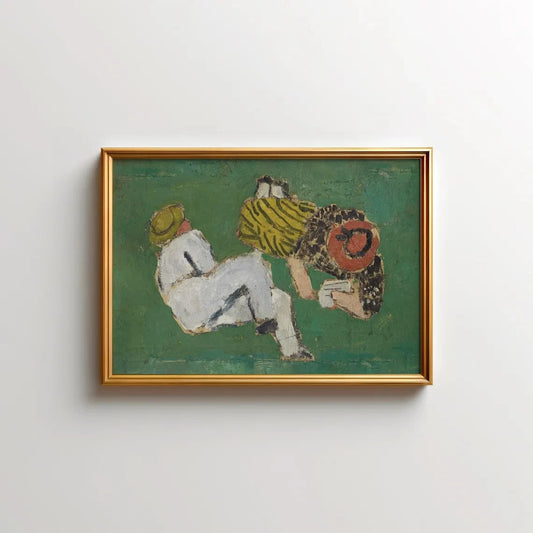 Vintage Abstract Figures Wall Art Print – Cottagecore Oil Painting Style