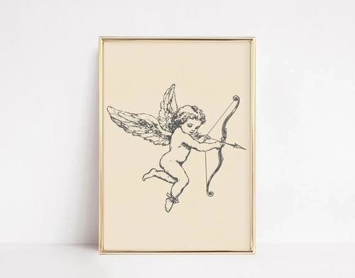 Antique Cupid Wall Art Print – Valentine's Day Romantic Poster
