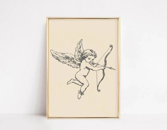 Antique Cupid Wall Art Print – Valentine's Day Romantic Poster