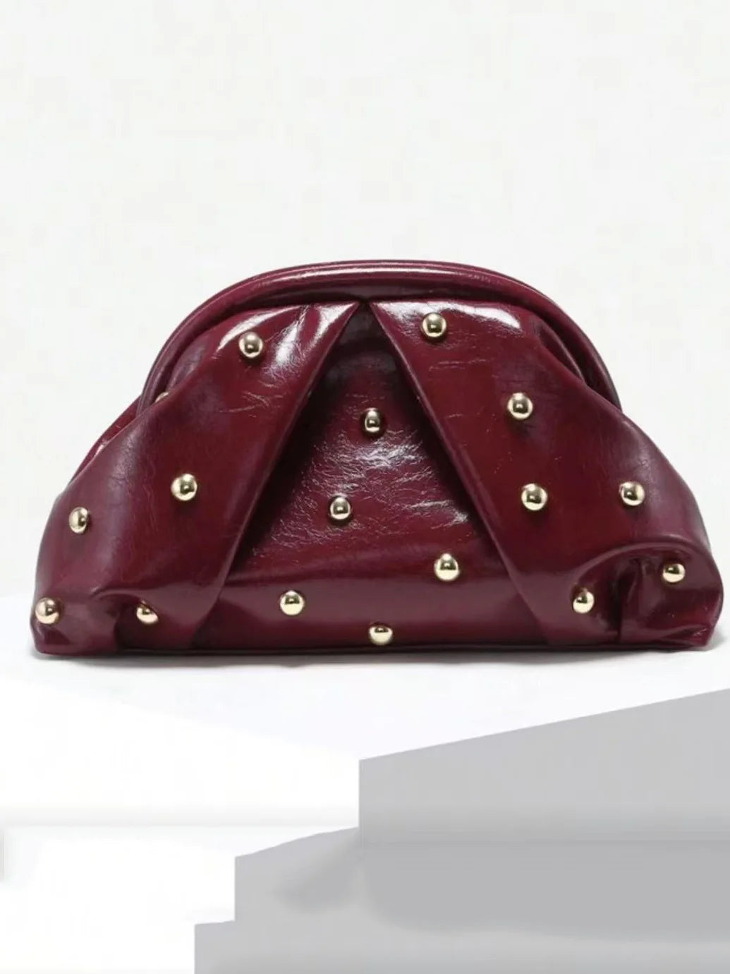Riveted Pleated Clutch Shoulder Handbag