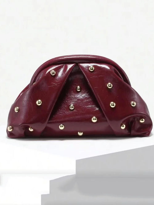 Riveted Pleated Clutch Shoulder Handbag