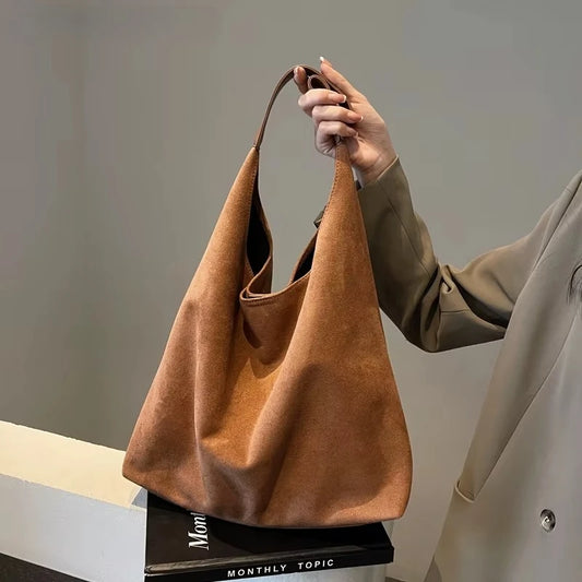 Casual Vintage Set For Women 2-IN-1 Suede Pure Color Handbags