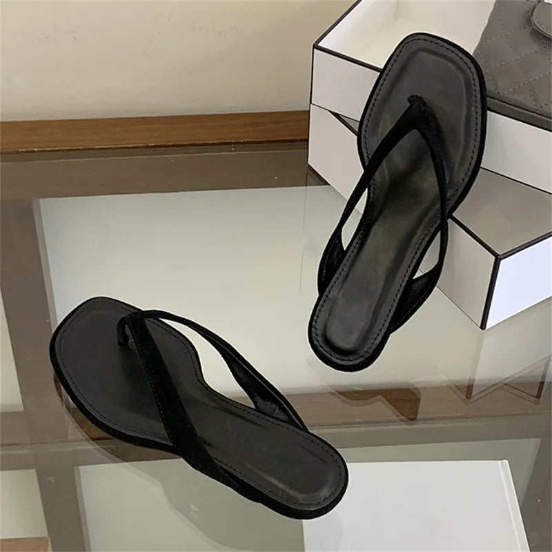 Eilyken Square Toe Thong Sandals – Women's Low Heel Summer Flip Flops