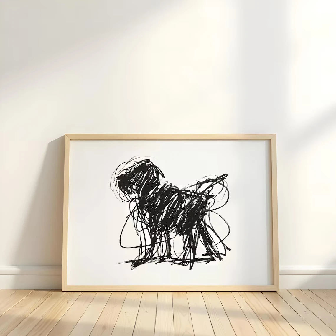 Scribble Dog Wall Art Print – Minimalist Line Art Pet Poster