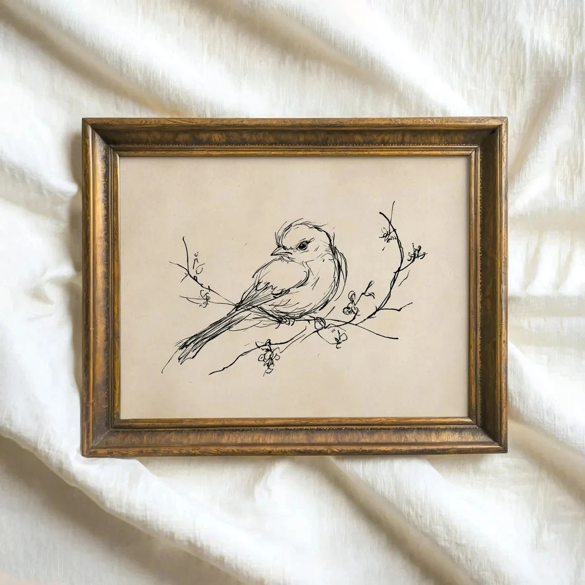 Bird Sketch Wall Art Print – Minimalist Nature Line Drawing Poster