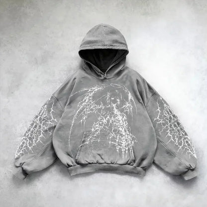 Angel Graphic Oversized Hoodie – Y2K Goth Streetwear Women