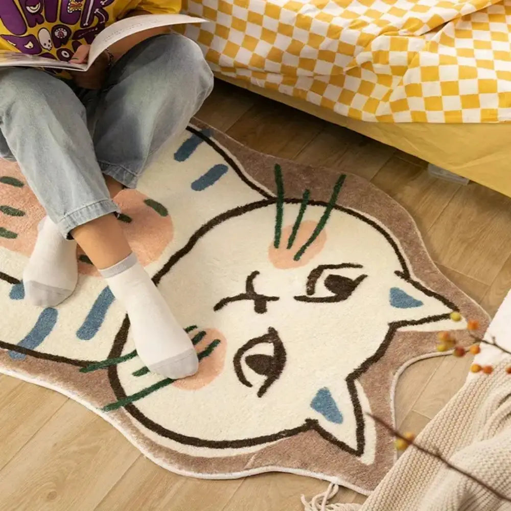 Cat Shaped Bedroom Rug – Cute Cartoon Floor Mat for Kids & Pets