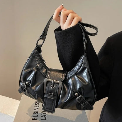 New Vintage PU Leather Shoulder Bag for Women Y2K Spicy Girl Trend Maillard Style