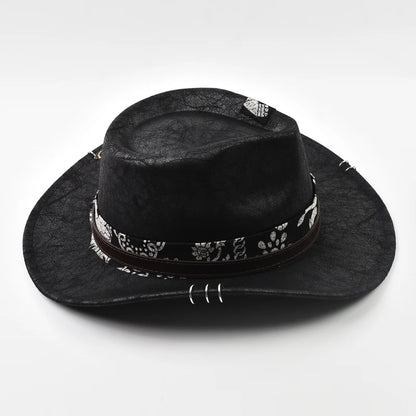 Handmade Vintage Western Cowboy Hat – Faux Leather Jazz Panama Hat