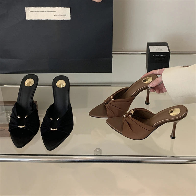 Women's Open Toe Stiletto Heel Slide Mules