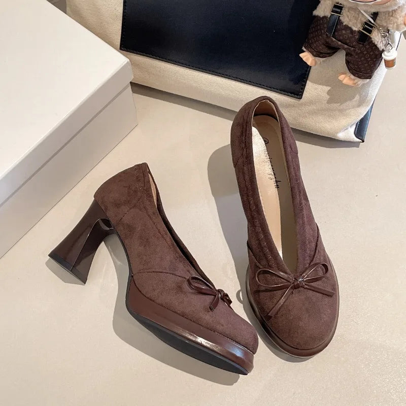 Bow Accent Mid Heel Pumps – Women's Elegant Dress Shoes