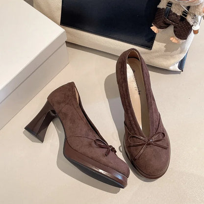 Bow Accent Mid Heel Pumps – Women's Elegant Dress Shoes