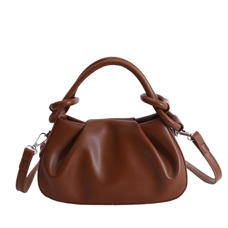 Small Cloud Crossbody Bag for Women – Ruched Leather Purse