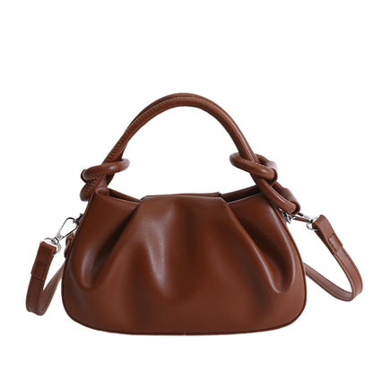 Small Cloud Crossbody Bag for Women – Ruched Leather Purse