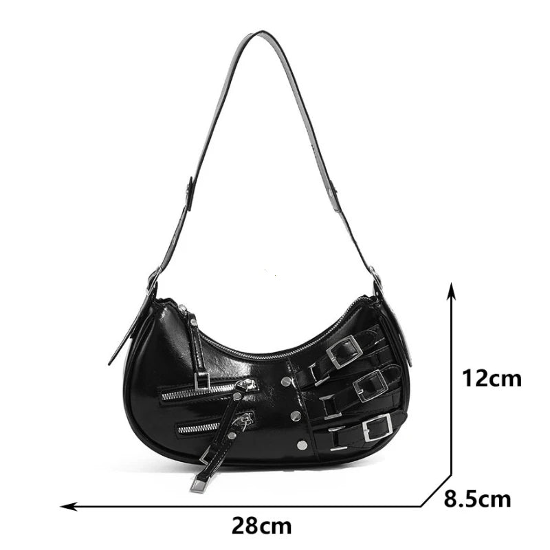 Vintage PU Leather Shoulder Bags For Women Y2K Trendy