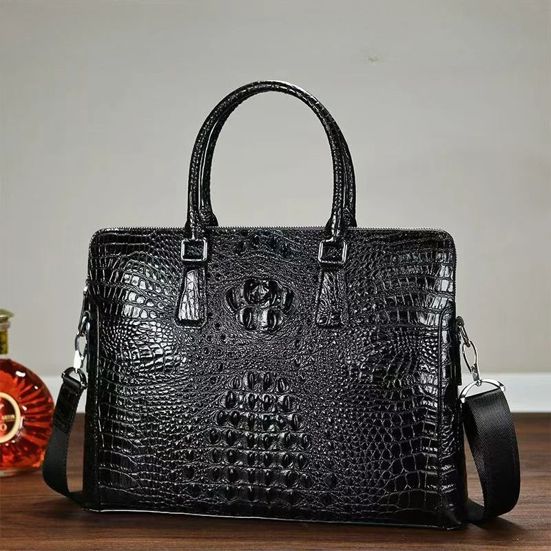 Men's Alligator Pattern Leather Briefcase – Luxury Business Bag