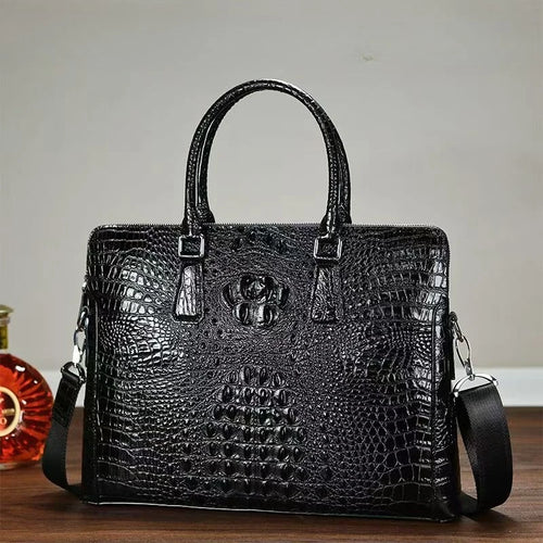 Men's Alligator Pattern Leather Briefcase – Luxury Business Bag