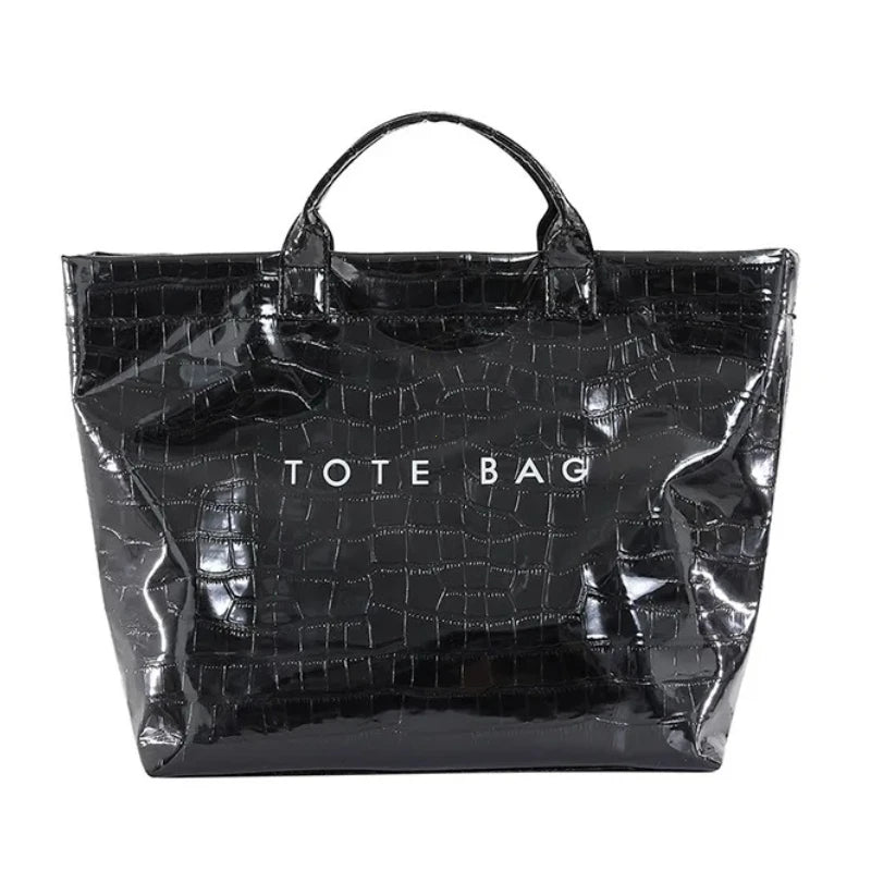 Crocodile Texture Tote Bag Pvc Kraft Paper Large Capacity Luxury Hobo Handbag