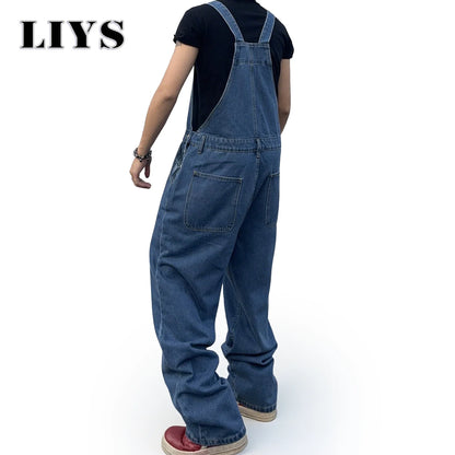 Men's Baggy Denim Overalls – Loose Fit Streetwear Dungarees