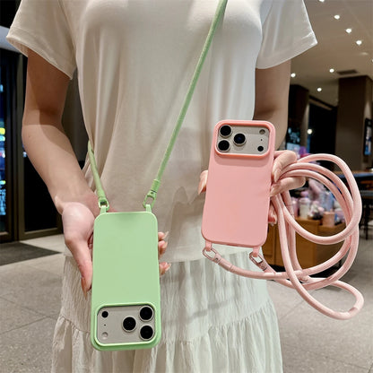 Crossbody Lanyard Silicone iPhone Case with Neck Cord Strap