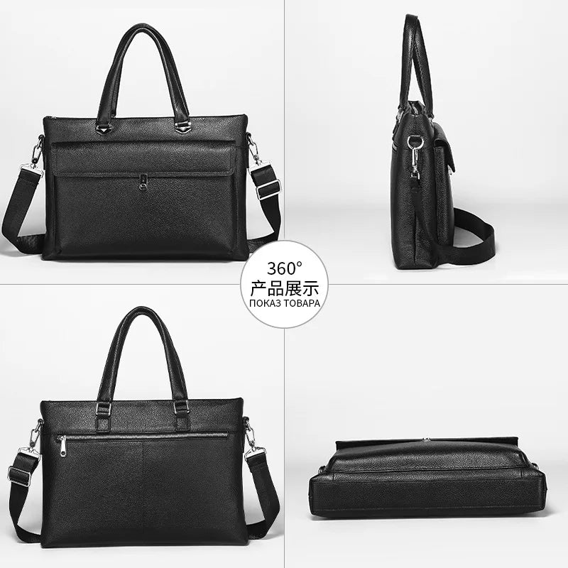 Genuine Leather Men's Briefcase – 13" Laptop Messenger Bag