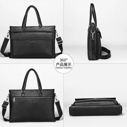 Genuine Leather Men's Briefcase – 13" Laptop Messenger Bag