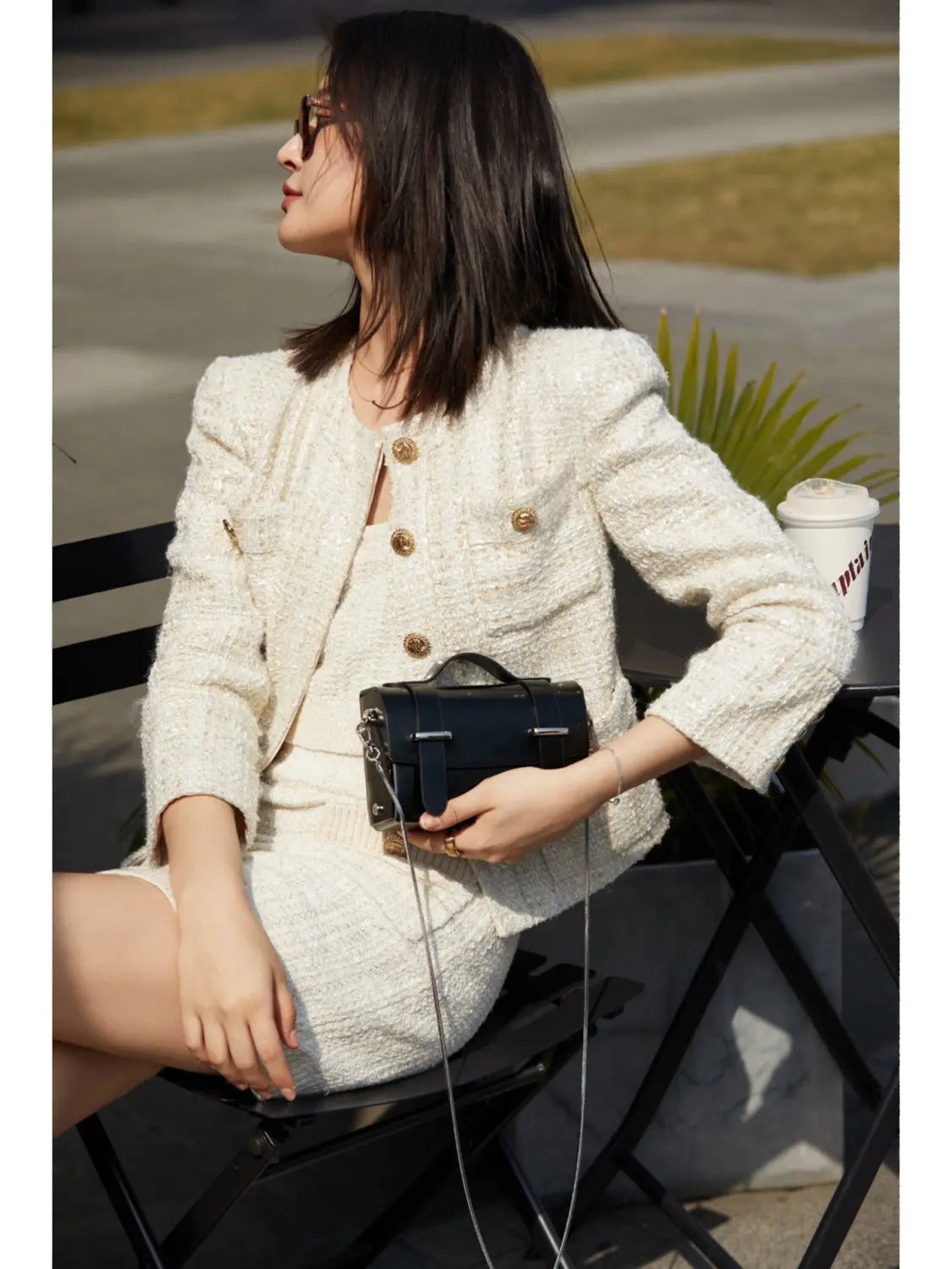 Vintage Black Square Bag Women Pu Leather Chain