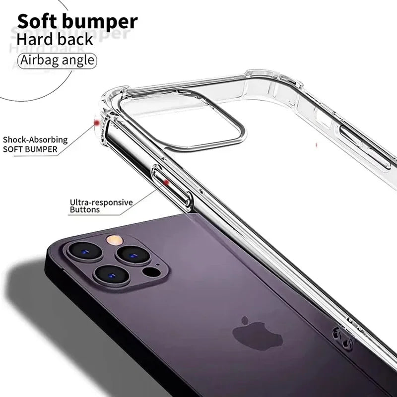 Clear Air Bag Shockproof iPhone Case – Transparent Bumper Cover
