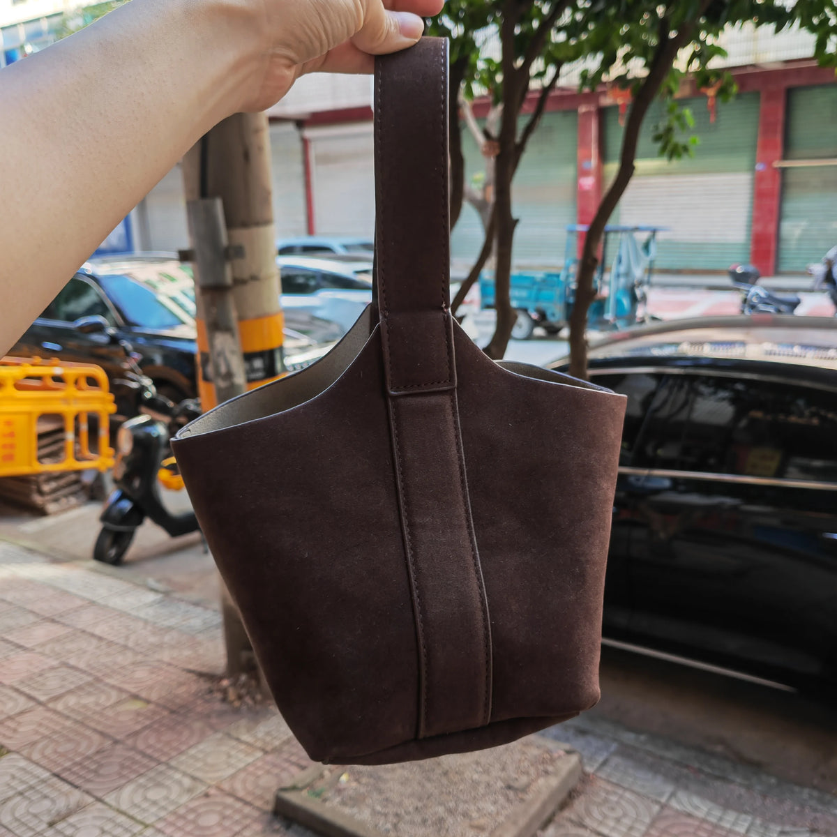 Retro Suede Tote Bag – Women's Casual Shoulder Bag