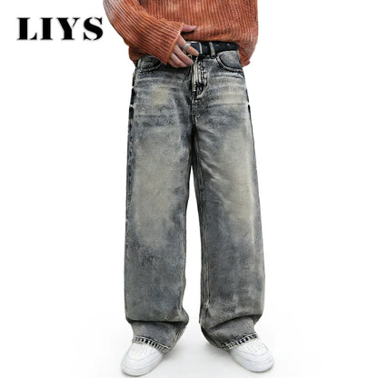 Baggy Wide Leg Jeans – Unisex Washed Streetwear Denim