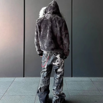 Cotton Coat Men Winter Warm Thick American Classic Fashionable Trendy Outerwear Fur Coats Mens