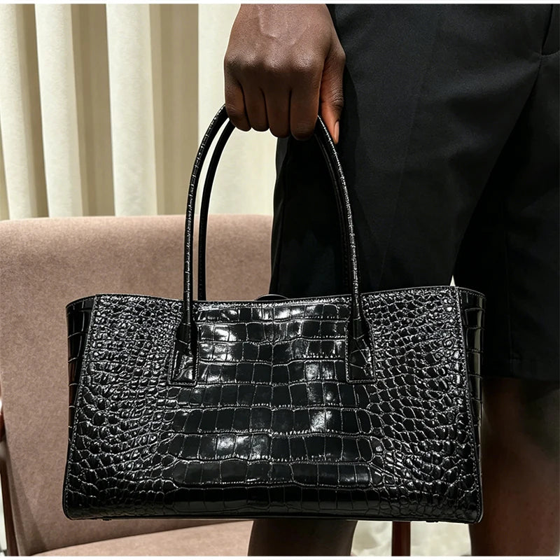 Luxury Crocodile Print Leather Bag