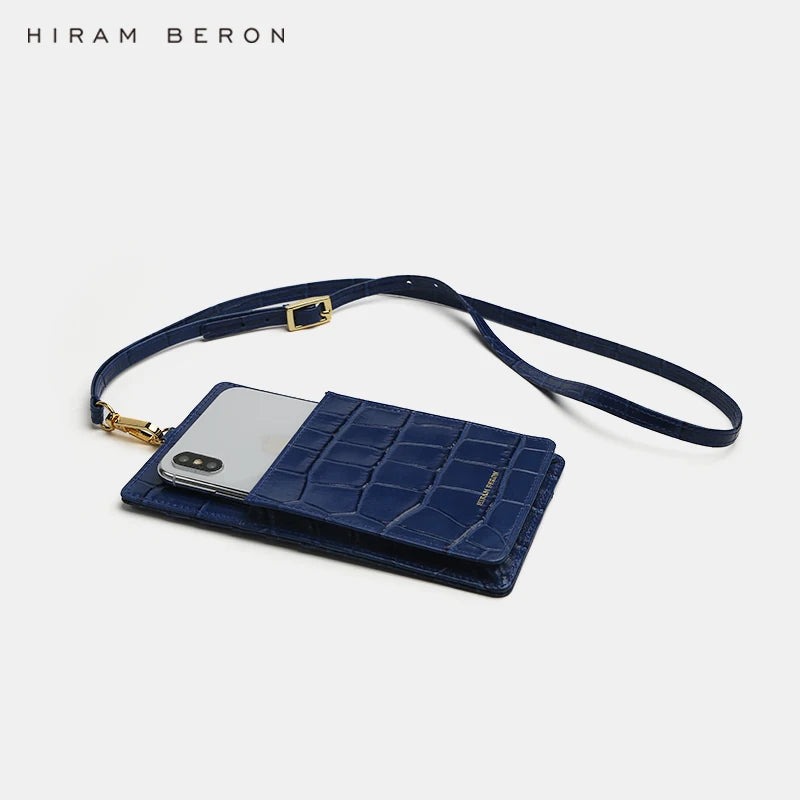 Leather Phone Bag Purse with Lanyard – Hiram Beron Croco