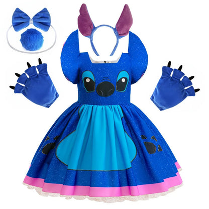 Girls Stitch Cosplay Dress Halloween Costume