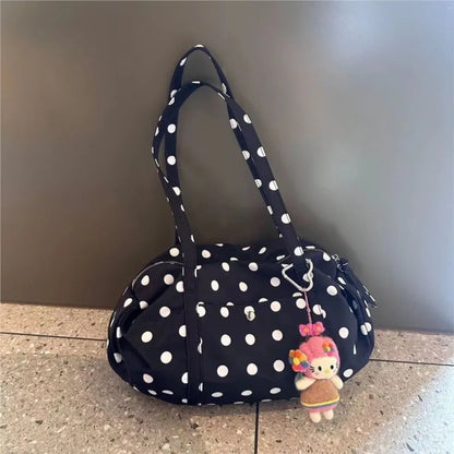 Sweet Cute Polka Dot Handbag Women Large Capacity Nylon Lightweight