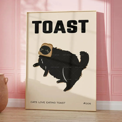 Black Cat Toast Wall Art Poster – Funny Cat Lover Gift