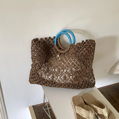 Straw Beach Bag – Handmade Bohemian Crochet Tote