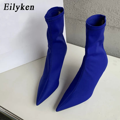 Eilyken Stretch Sock Ankle Boots – Pointed Toe Heels for Women
