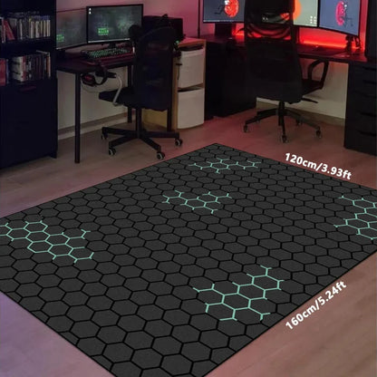 Gaming Rug Honeycomb – Non-Slip Large Area Carpet for Gaming Room