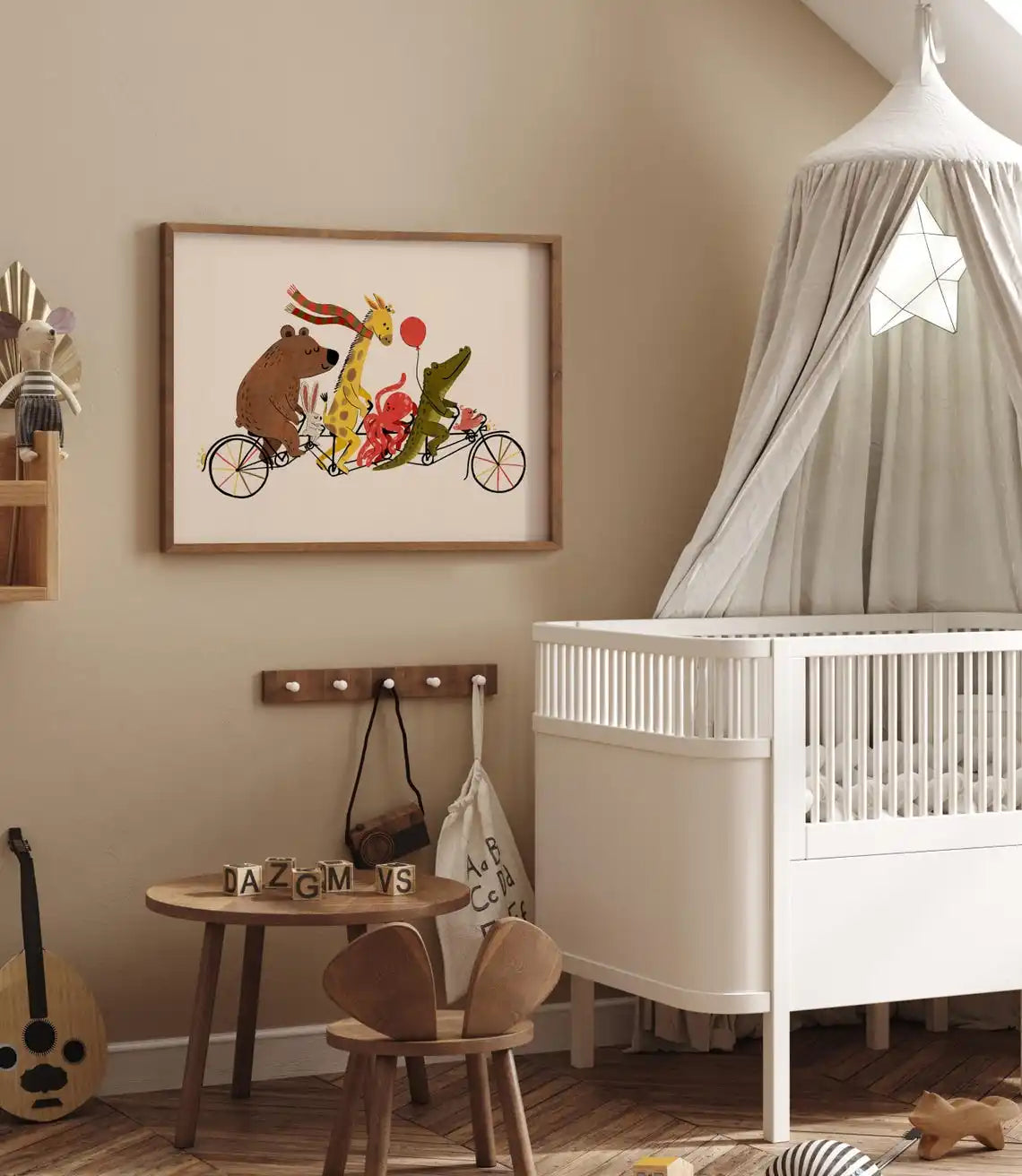 Animal Bike Parade Canvas Print – Kids Nursery Wall Art