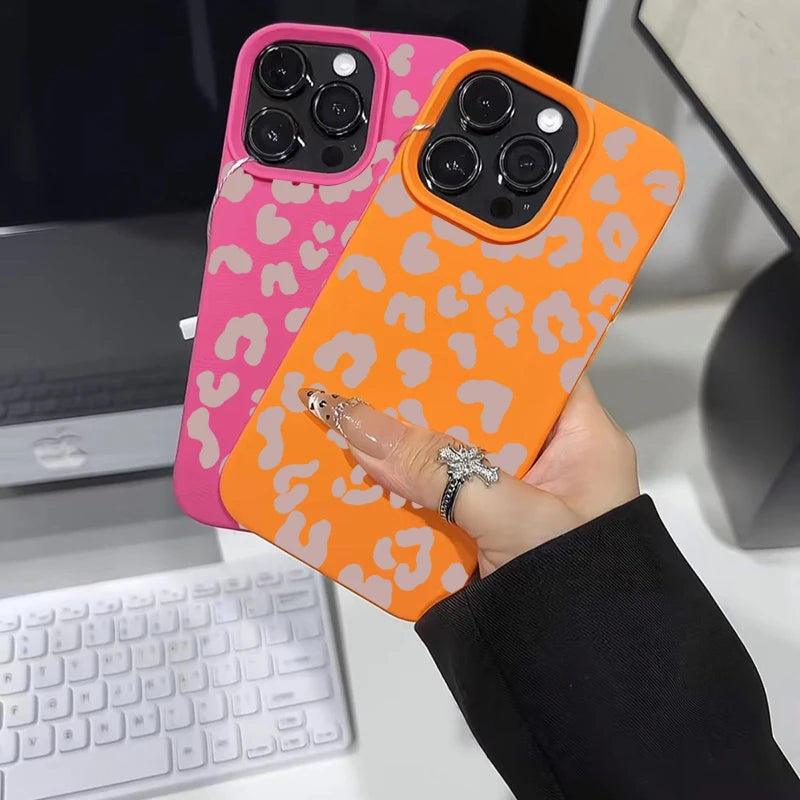 Pink Leopard Print iPhone Case – Silicone Cover for iPhone 11–17 Series