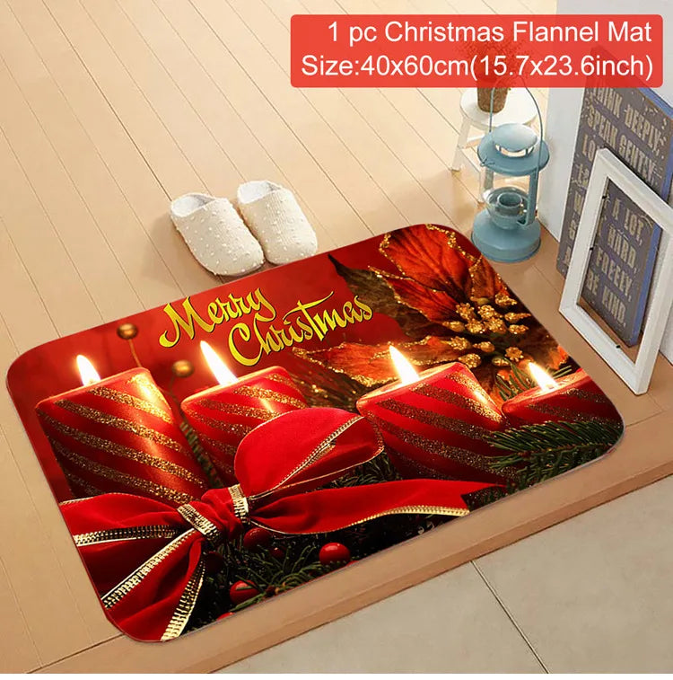 Santa Claus Christmas Doormat – Flannel Welcome Mat for Home