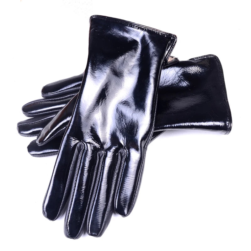 Women's Patent Leather Gloves – Touchscreen Winter Warm