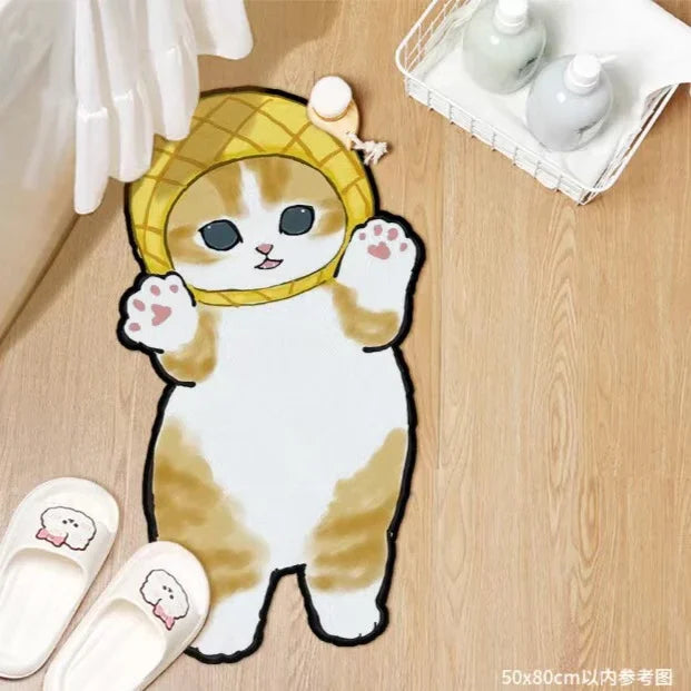 Cartoon Cat Shark Bath Mat – Non-Slip Absorbent Floor Rug